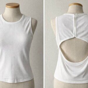 Open Back Women's Activewear Wild Fable Size XXS XXL White Ribbed Tank Top